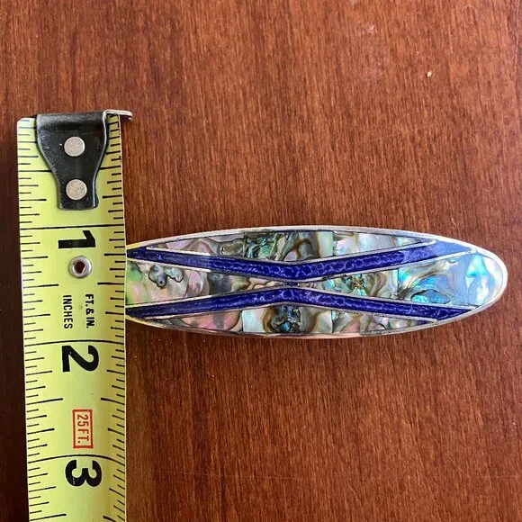 Beautiful Vintage Alpaca Silver Mexico Geometric Hair Barrett - Picture 7 of 7